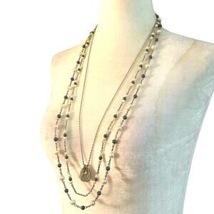 Lia Sophia "Great Expectations" Layered Necklace Convertible Gray White Necklace